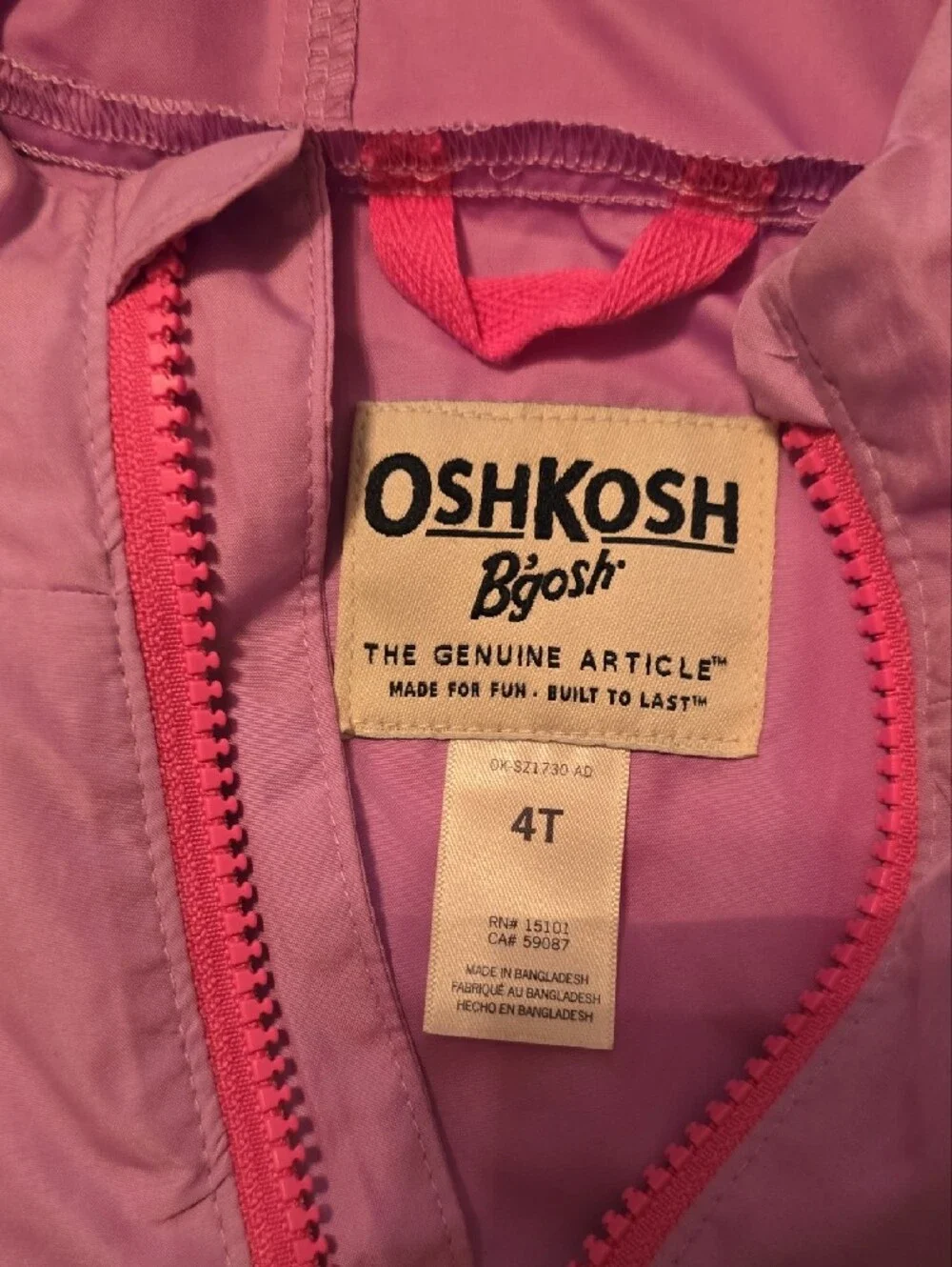 OshKosh B'gosh Pink and Lavender Hooded Jacket